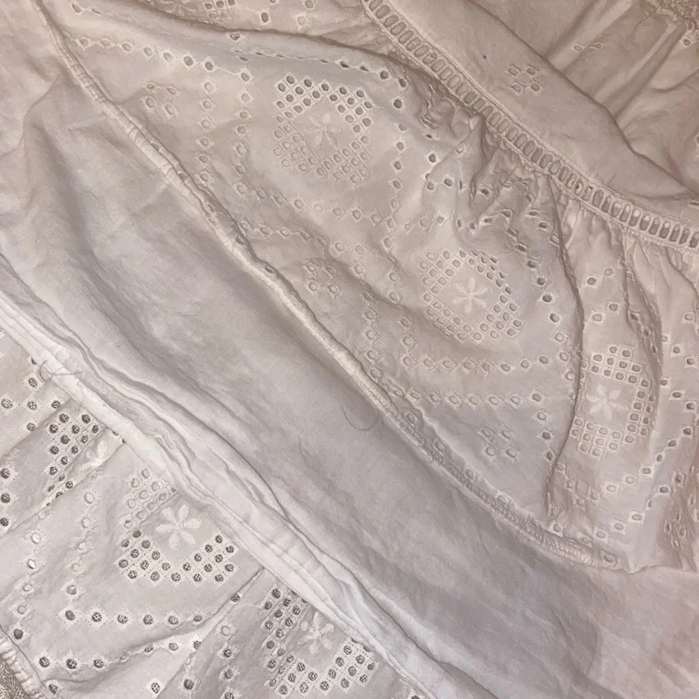 MADEWELL Embroidered Smock Waist Ruffle Eyelet Skirt WHITE Size Medium
